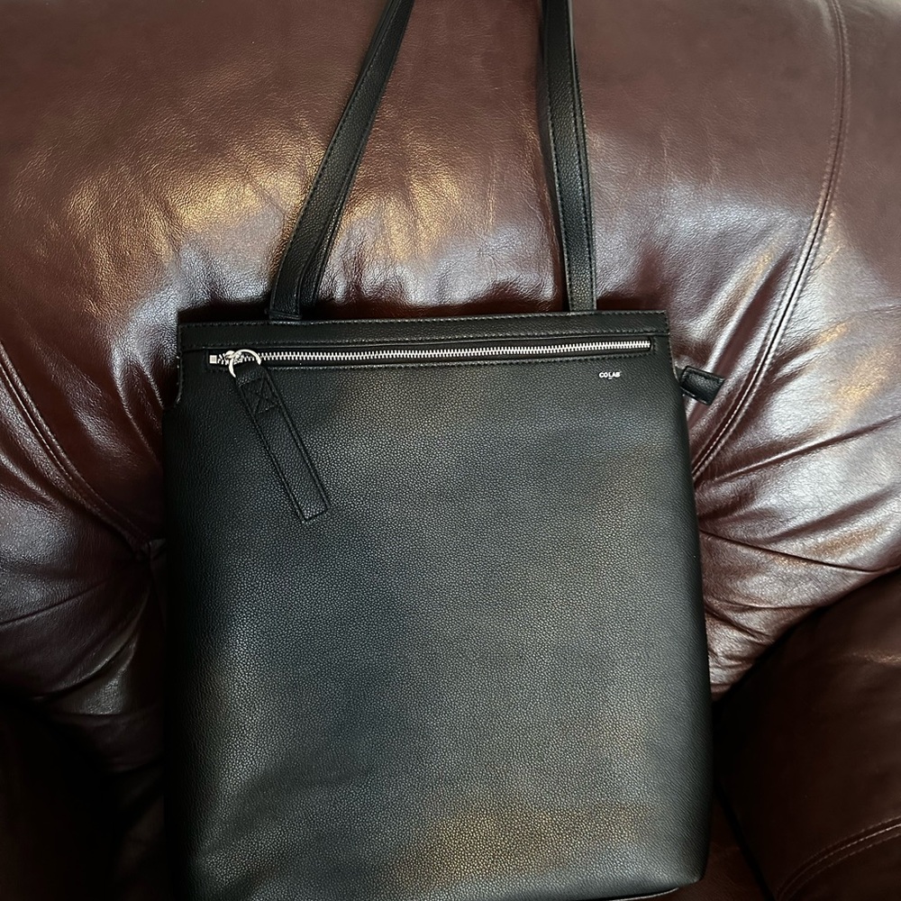 Black Leather Tote Bag